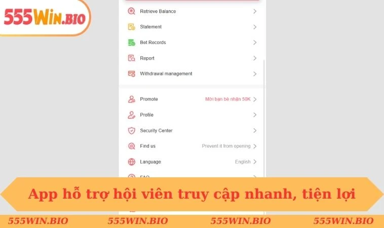 App hỗ trợ hội viên truy cập nhanh, tiện lợi