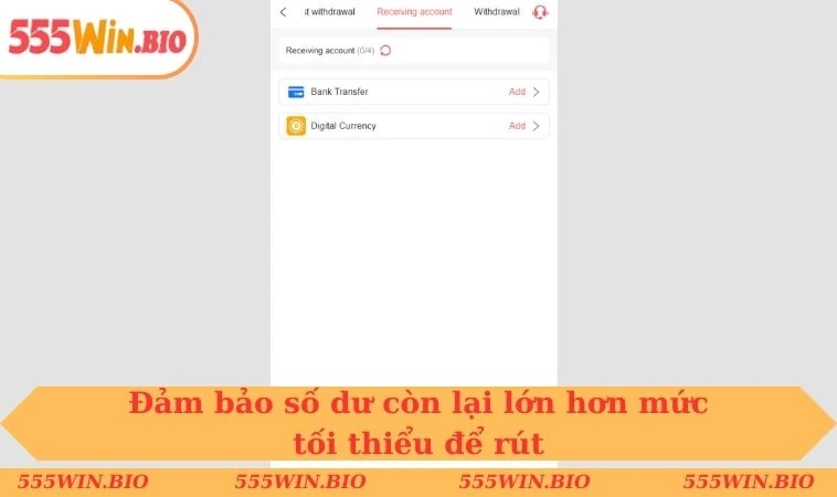 Đảm bảo số dư còn lại lớn hơn mức tối thiểu để rút