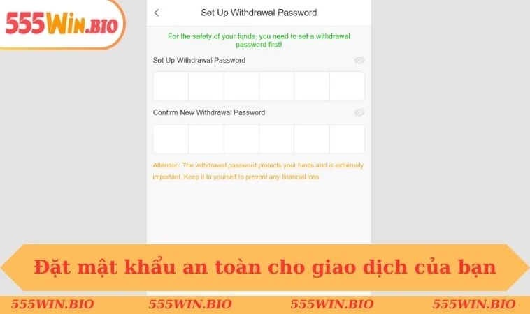 Đặt mật khẩu an toàn cho giao dịch của bạn