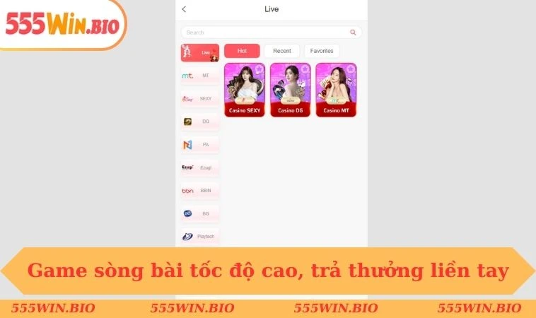 Game sòng bài tốc độ cao, trả thưởng liền tay