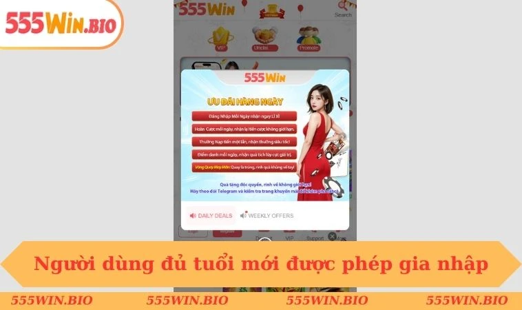 Người dùng đủ tuổi mới được phép gia nhập