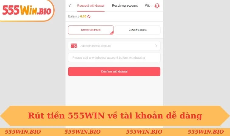 Rút tiền 555WIN về tài khoản dễ dàng