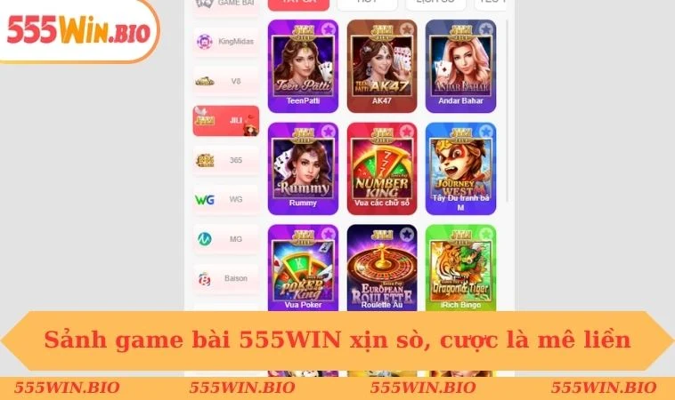 Sảnh game bài 555WIN xịn sò, cược là mê liền