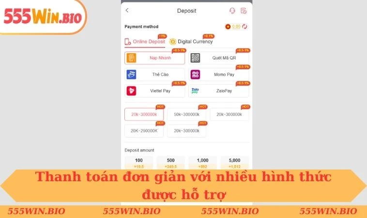 Thanh toán đơn giản với nhiều hình thức được hỗ trợ